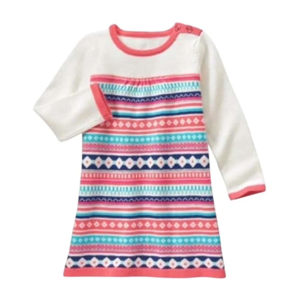 Gymboree Enchanted Winter Fair Isle Coral Sweater Dress 4T Toddler Girl